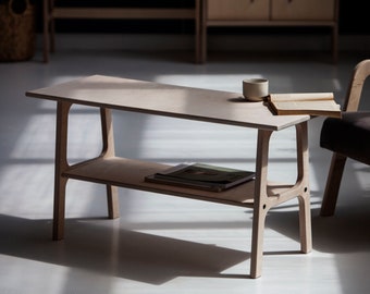 Danish Modern Coffee Table 99 cm, Wooden Rectangular Sofa Table, Mid Century Living Room Table, Handmade Plywood Furniture