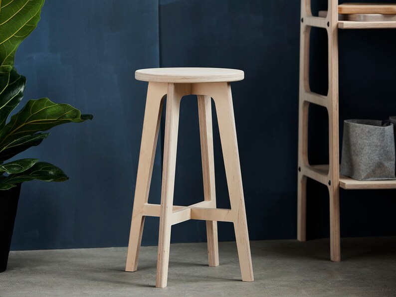 High Wooden Stool Simple Side Table Stool Small Wooden Etsy
