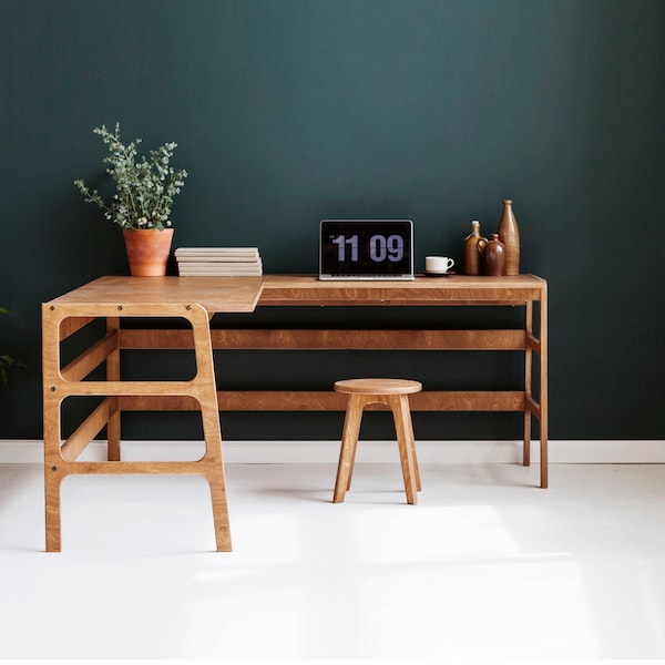 Corner desk, L shaped desk, Computer desk, Mid century modern desk, Writing desk, Walnut desk,  l-shaped desk, Wood desk, Music desk