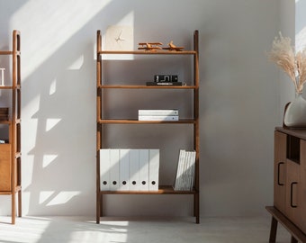 Modular wall shelving, Home Office, Mid Century Modern Bookcase, Bookshelf, Mid century style bookcase, Walnut bookcase