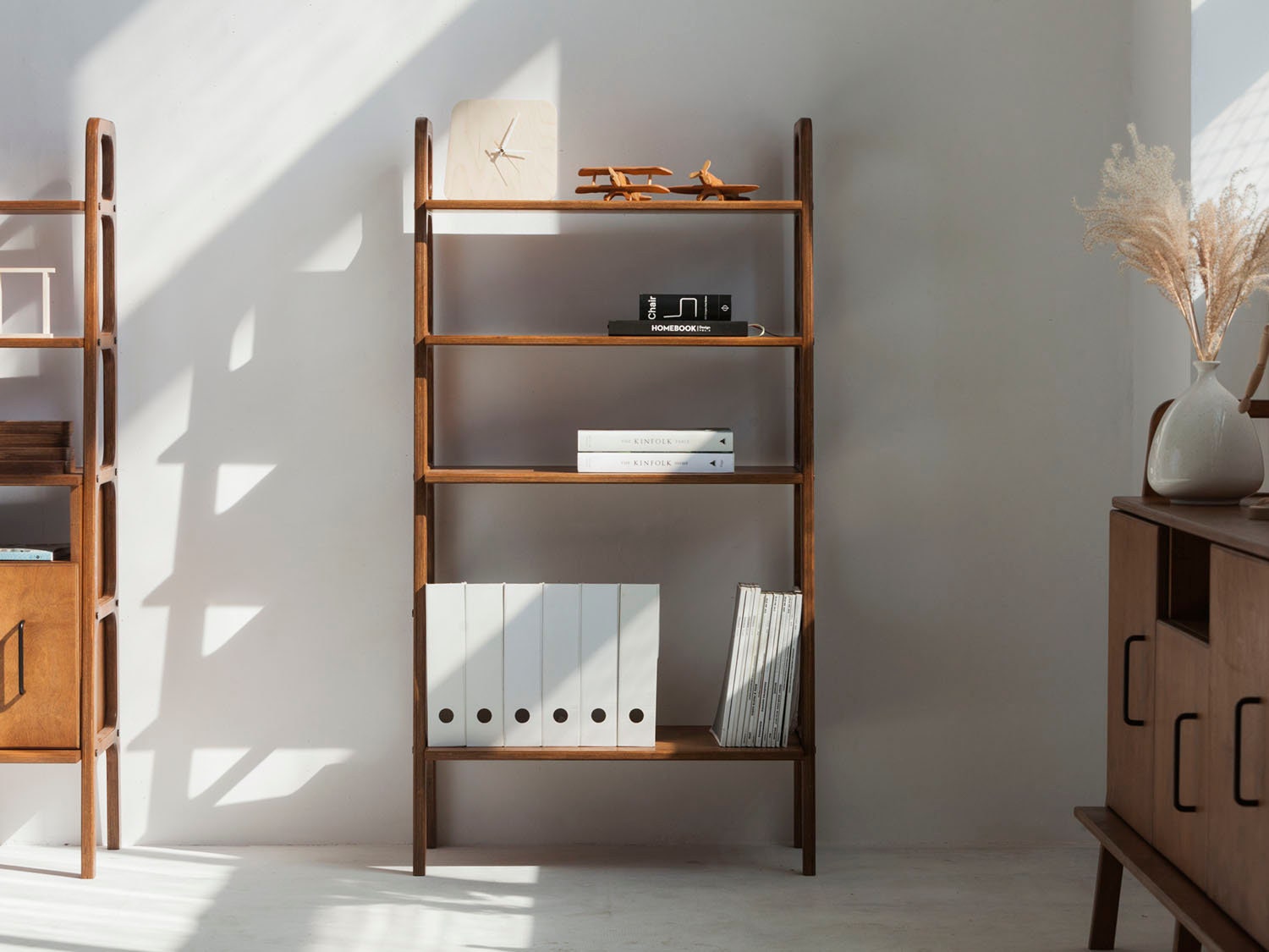 Walnut mid sale century bookcase