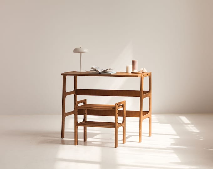Small desk, Mid century modern, Minimalist Desk for Computer, Mid century modern walnut desk, Wooden Desk, Work from home, Home office, desk
