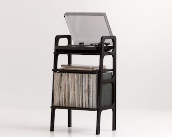 Record player stand, Midcentury ladder shelf bookcase, Mid century modern bookcase, Scandinavian furniture, Wooden bookcase