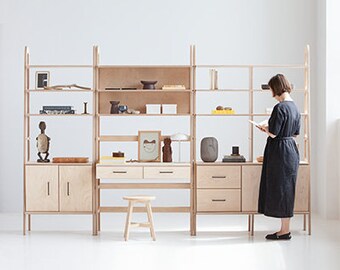 Mid Century Modern bookcase, Mid century furniture, Handmade furniture, Minimalist bookcase, Handmade Bookcase, Danish modern