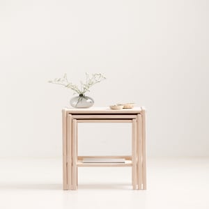 Nesting mid century modern coffee table, wooden coffee table, minimalist side table image 7