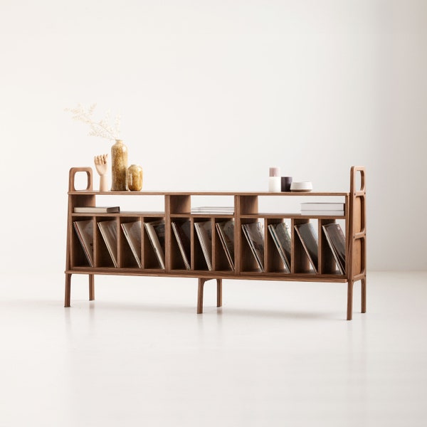 Mid Century Modern, Plattenspieler Ständer, Fernsehtisch, Media Konsole, skandinavisches Sideboard