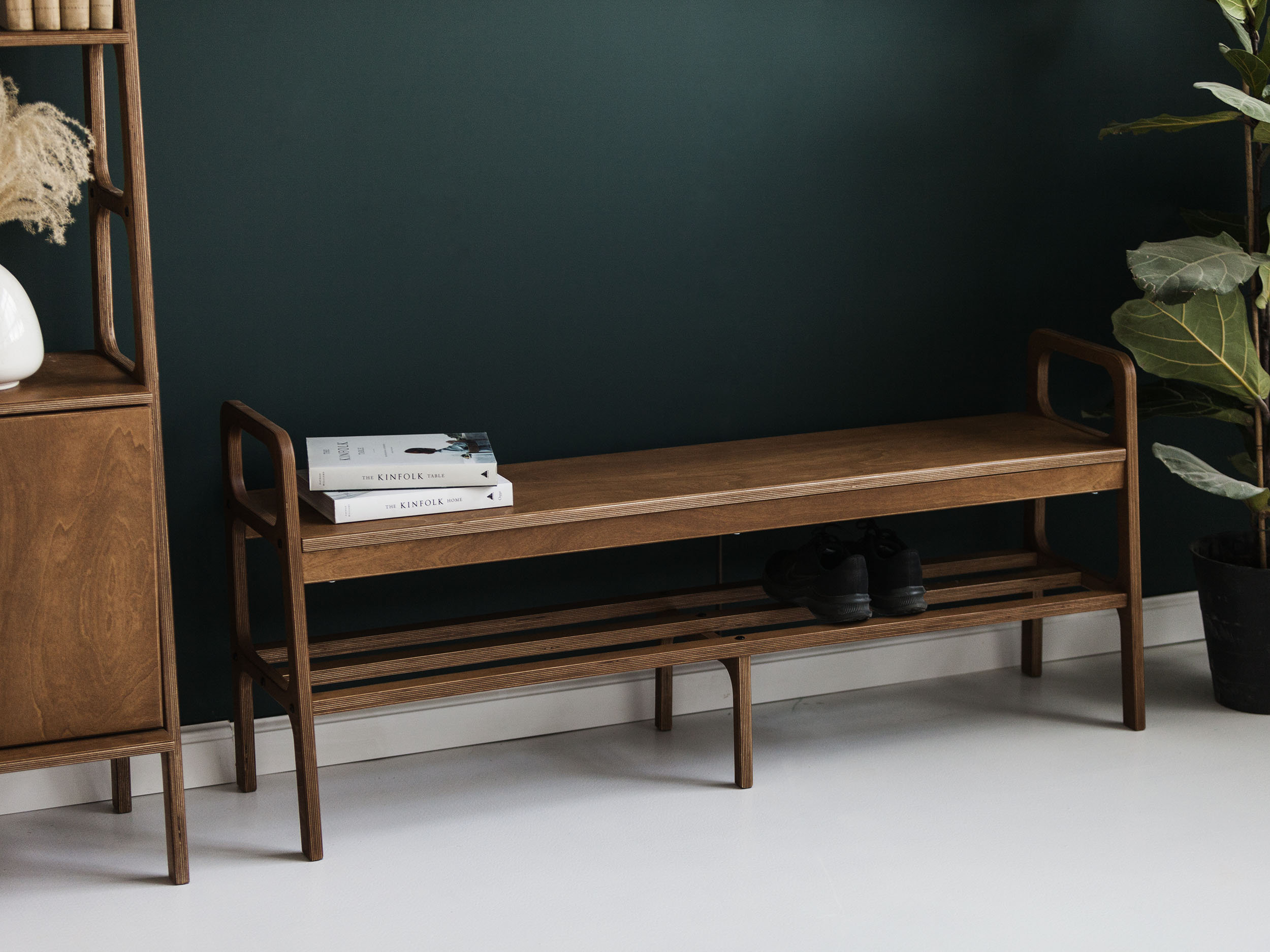 Shoe storage Home Decor Wood bench Shoe bench Mid century Etsy