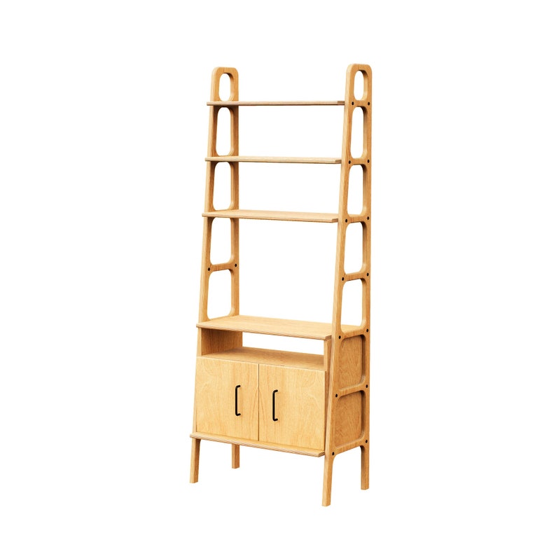 Mid Century Modern Ladder Bookshelf Modular Wall Shelving Etsy