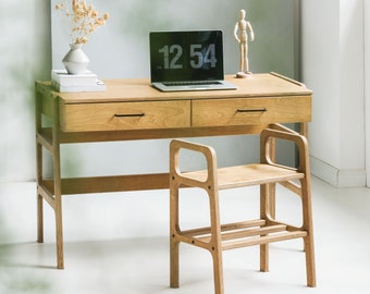 Mid Century Modern bureau, minimalistisch kantoormeubilair, Scandinavisch design, thuiskantoorwerkstation