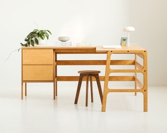 Corner desk, L shaped desk, Computer desk, Mid century modern desk, Writing desk, Walnut desk,  l-shaped desk, Wood desk, Music desk