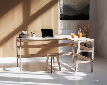 Corner desk, L shaped desk, Walnut desk, Computer desk, Mid century modern desk, writing desk, l-shaped desk
