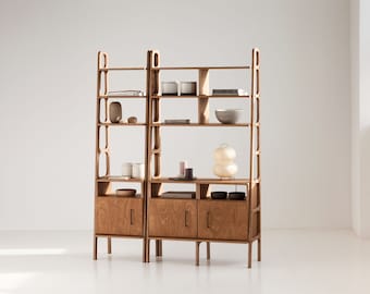 Modular shelving, Wall unit, Wall storage, Ladder bookshelf, Mid Century Modern bookcase, Handmade Bookcase, custom bookcase