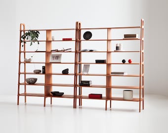 Modular shelving | Mid Century Bookcase | Minimalist Bookcase | Custom bookcase | Ladder bookshelf | Handmade furniture