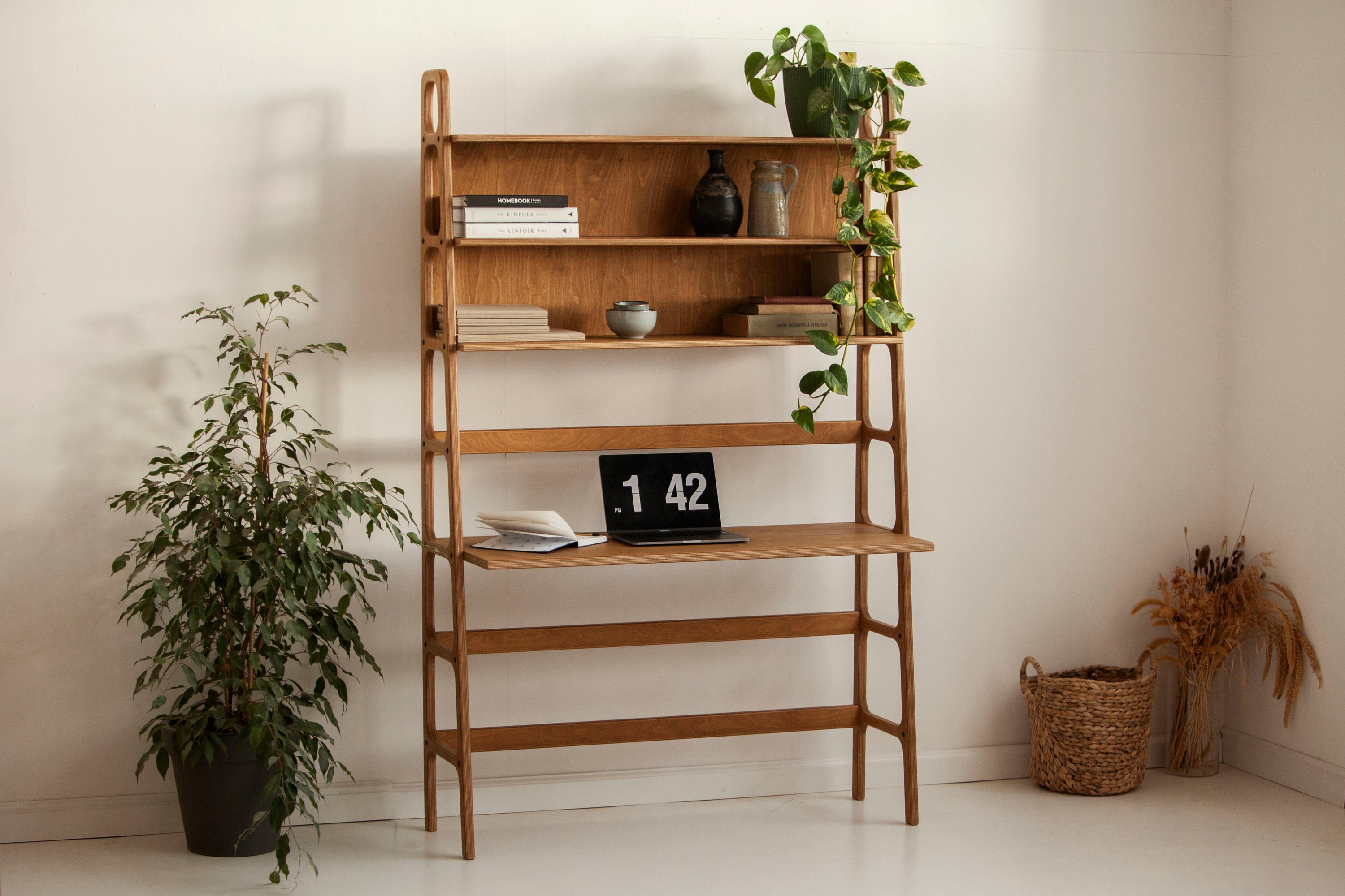 Bureau Bibliothèque, Bureau En Bois, Travail À Domicile, Milieu Du Siècle Moderne, Bibliothèque Étagères Murales Modulables, D'ordinateur