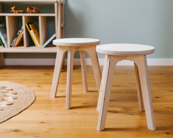 Pair of minimalist stool, Wood Plant Stool, Backless Stool, Birch Plywood Stool, Scandinavian decor, Plywood stool, Small Wooden Stool