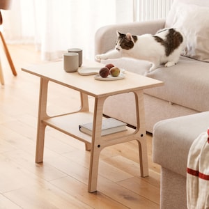 Mesa de centro de madera de tamaño personalizado, mesa de centro moderna de mediados de siglo, mesa de centro pequeña, mesa de centro cuadrada, mesa de centro ecológica