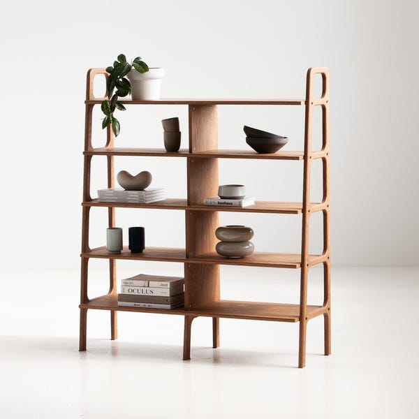 Wooden Bookshelf: Customizable Mid-Century Modern Bookcase, Storage cabinet