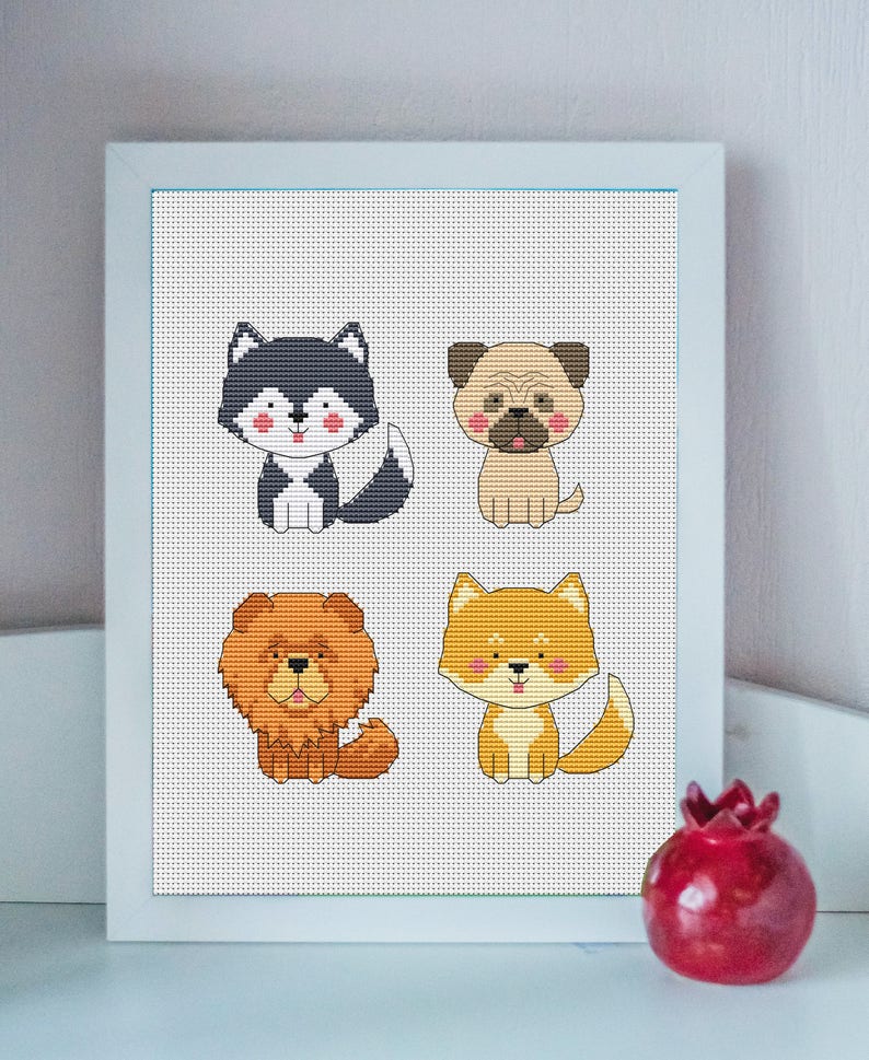 Valentine/'s Day Gifts Animals Cross Stitch Pattern Funny Printable PDF Dogs Set Patterns Pdf Dogs Lover Design Room Decor Cross Stitch A-010