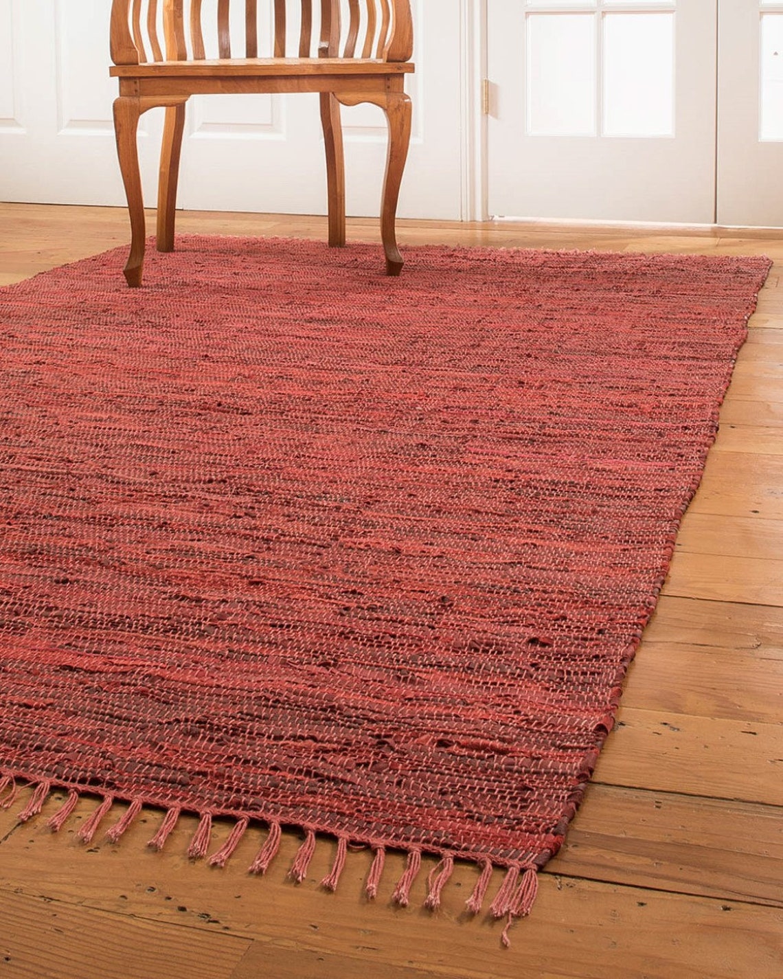 Limassol Red Leather Rug 100 Natural Carpet Modern Durable Etsy