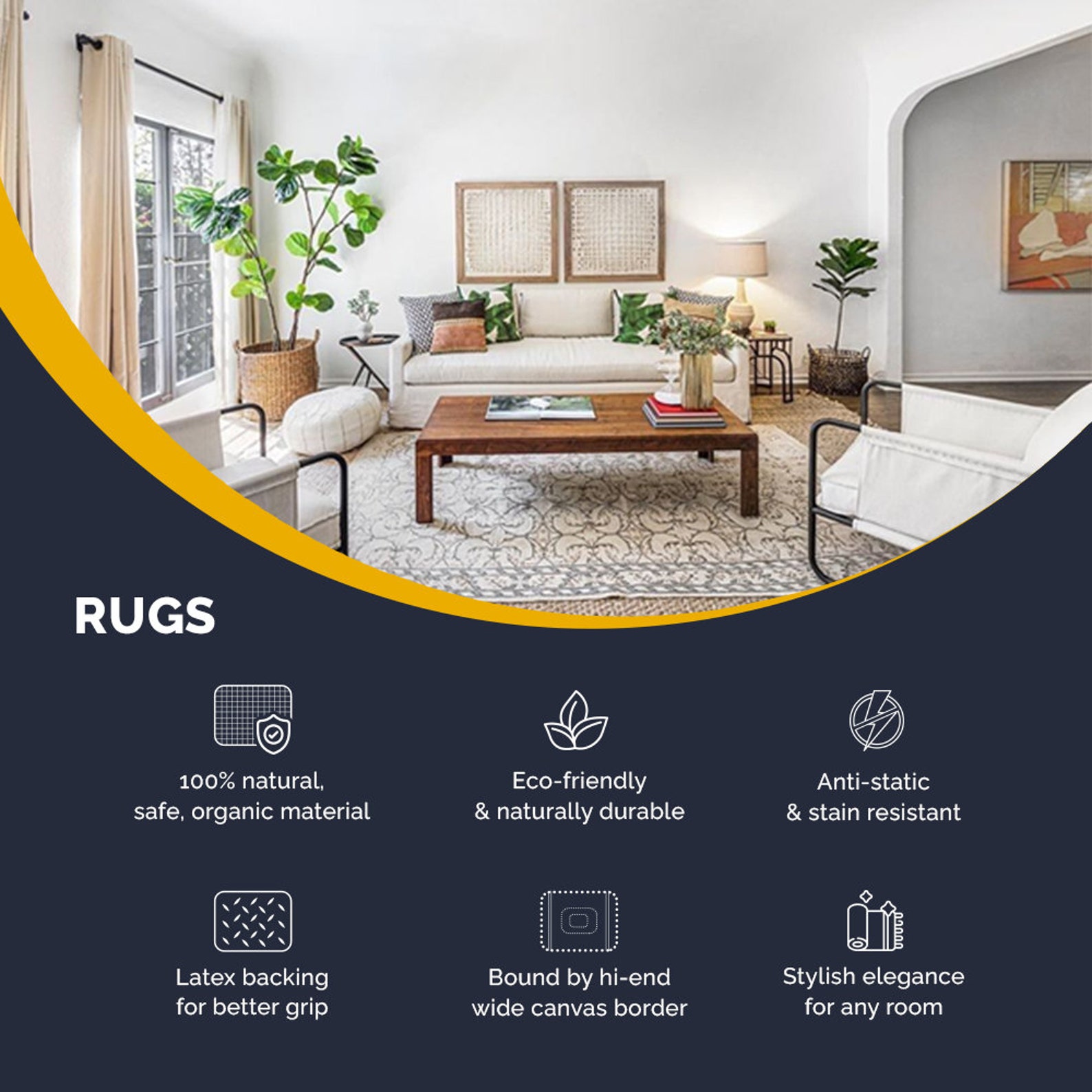 Calvin Handwoven Jute Natural Area Rugs 100 Natural Carpet Etsy