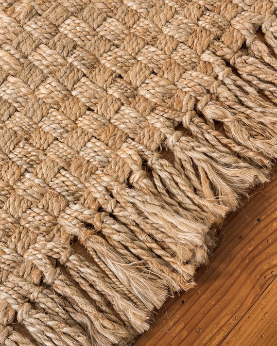 Carlisle Basketweave Handwoven Jute Natural Area Rugs 100 Etsy