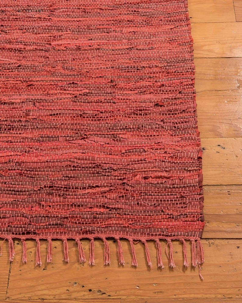 Limassol Red Leather Rug 100 Natural Carpet Modern Durable Etsy