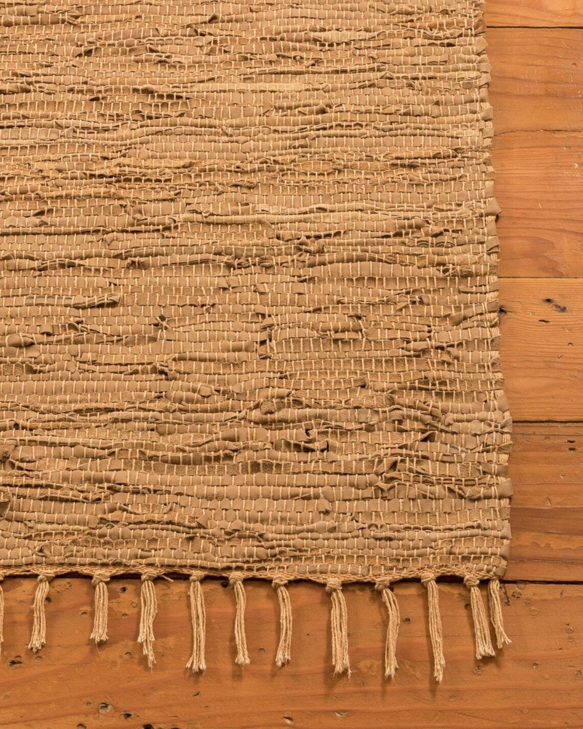 Limassol Wood Beige Leather Rug 100 Natural Carpet Modern Etsy