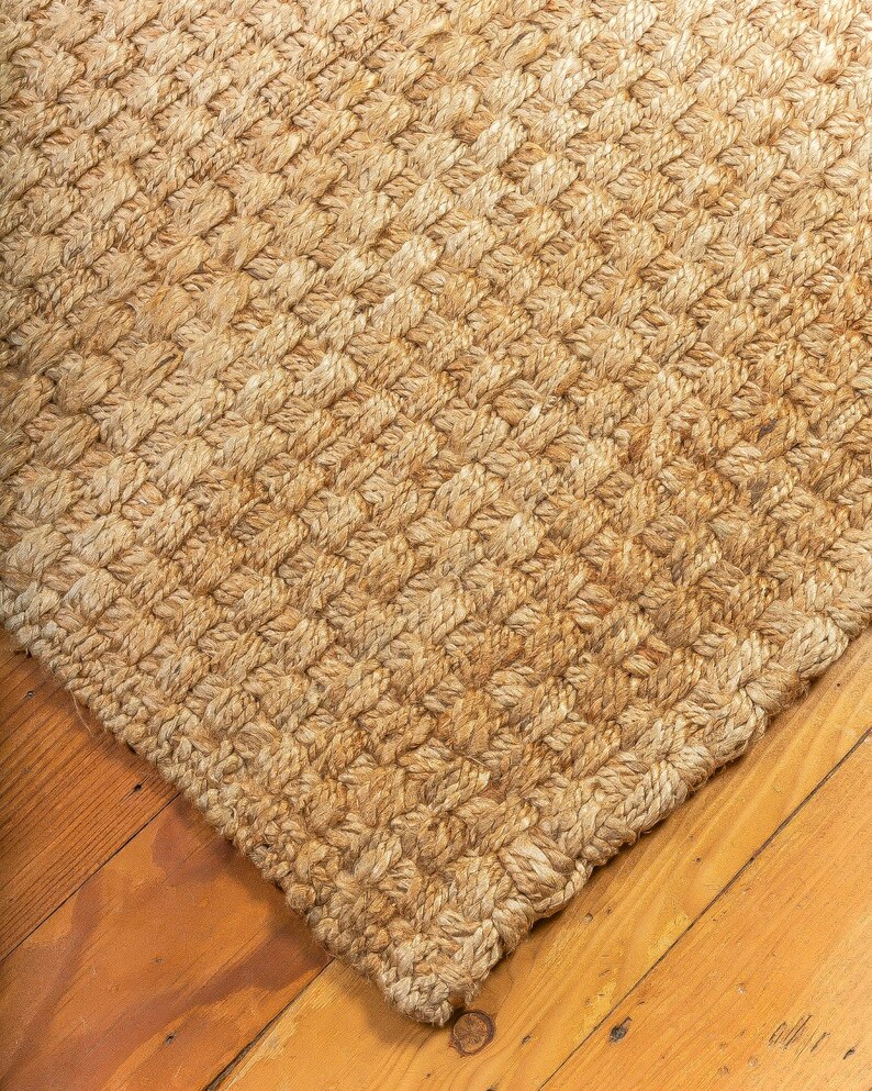 Dino Basketweave Hand Loomed Jute Natural Area Rugs 100 Etsy