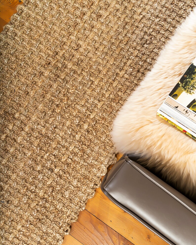 Dino Basketweave Hand Loomed Jute Natural Area Rugs 100 Etsy