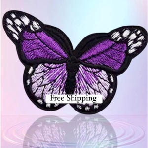 Monarch butterfly iron on patch, purple