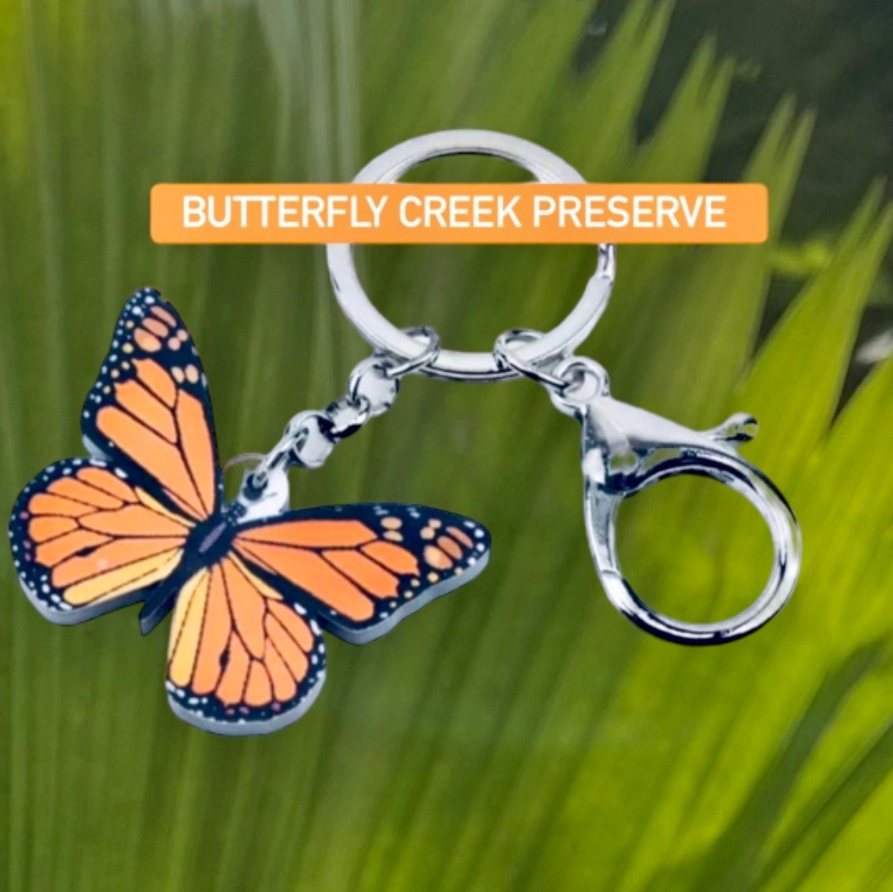 Monarch Butterfly + Crystal Accent Charm Bangle
