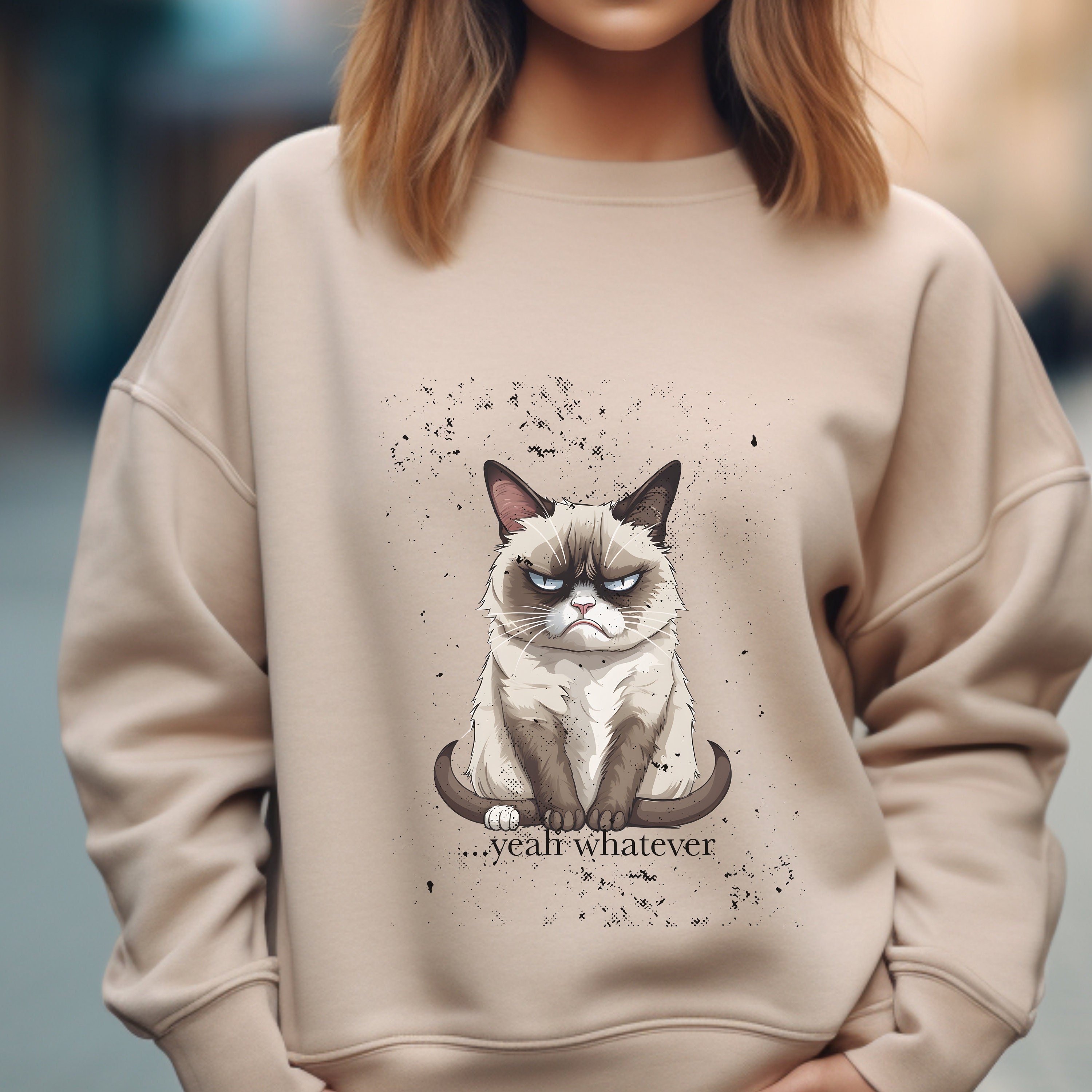 Angry Cat Meme I'm Grumpy So What Kids Sweatshirt