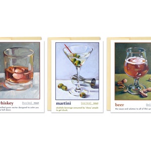 Ensemble de 3 cartes de voeux Cocktail Definition - 5 x 7 pouces // Whisky // Martini // Bière // Cartes de voeux // Cartes de correspondance // Read Pate // Oregon