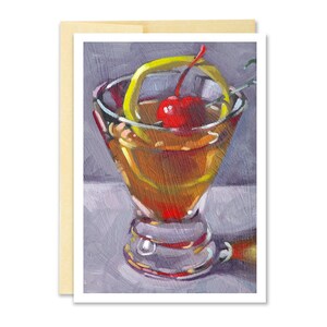 Cartolina d'auguri di Manhattan / / Manhattan Cocktail / / cartolina d'auguri / / nota carta / / pittura a olio Cocktail //Read Pate Card