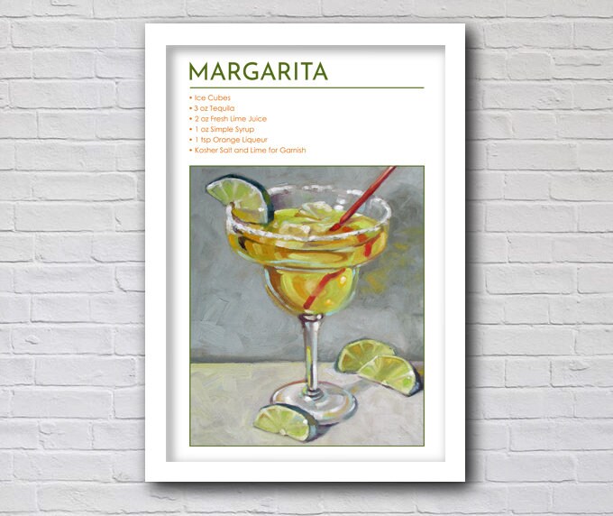 Margarita Recipe Poster // Margarita Painting Poster // Etsy