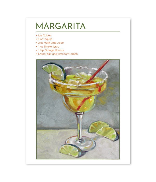 Margarita Recipe Greeting Card // Margarita Greeting Card // Etsy