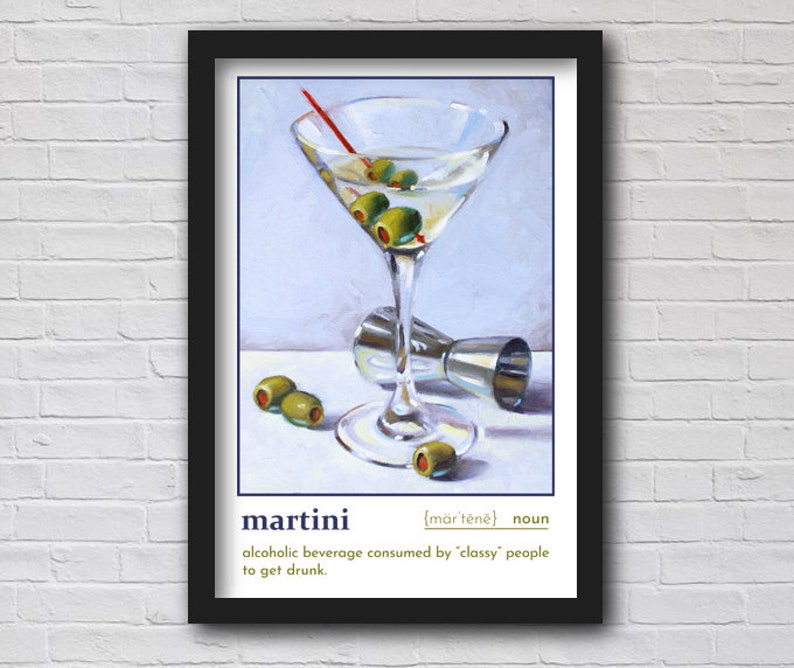 Martini Definition Poster // Martini Painting Poster // Etsy