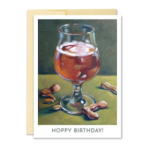Tarjeta de cumpleaños con cerveza // Tarjeta de feliz cumpleaños // Tarjeta de felicitación // Tarjeta de notas // Tarjeta de cerveza // Pintura al óleo de cóctel // Tarjeta de lectura de paté