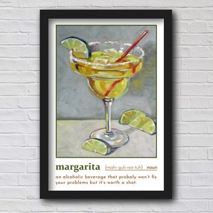 Póster de definición de Margarita // Póster de pintura de Margarita // Póster de Margarita // Póster de 11 x 17 // Póster de cóctel // Leer paté //