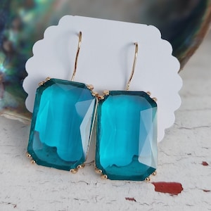 Crystal hanging earrings, blue stone earrings, crystal stud earrings, earrings with crystal, large earrings, blue statement earrings,