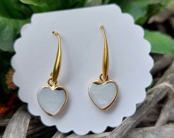 Hanging earrings, heart earrings, earrings with heart, special earrings, bridal earrings, small pearl earrings, mother's day earrings, heart ear
