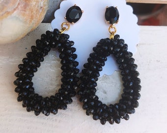 Pearl earrings, glittering earrings, stainless steel earrings gold, statement earrings black, trendy earrings, trend gifts for women
