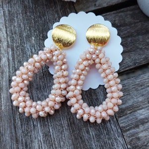 Pearl earrings, glittering earrings, stainless steel stud earrings gold, statement earrings pink, trendy earrings, trend gifts for women