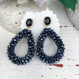 Pearl earrings, glittering earrings, stainless steel stud earrings gold, statement earrings blue black, trendy earrings, trend gifts for women