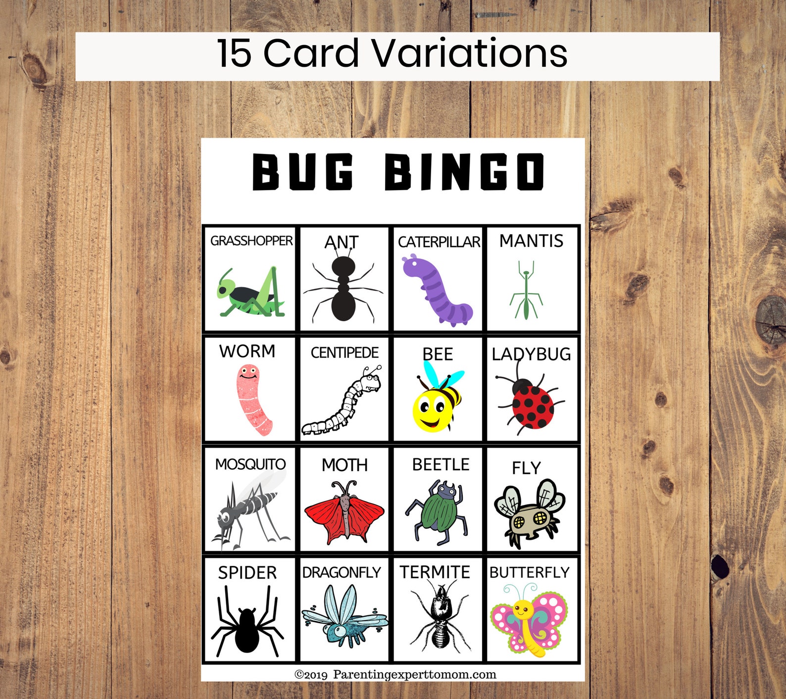Learning with Bugs Bingo Game Toddler Game Digital Instant Etsy
