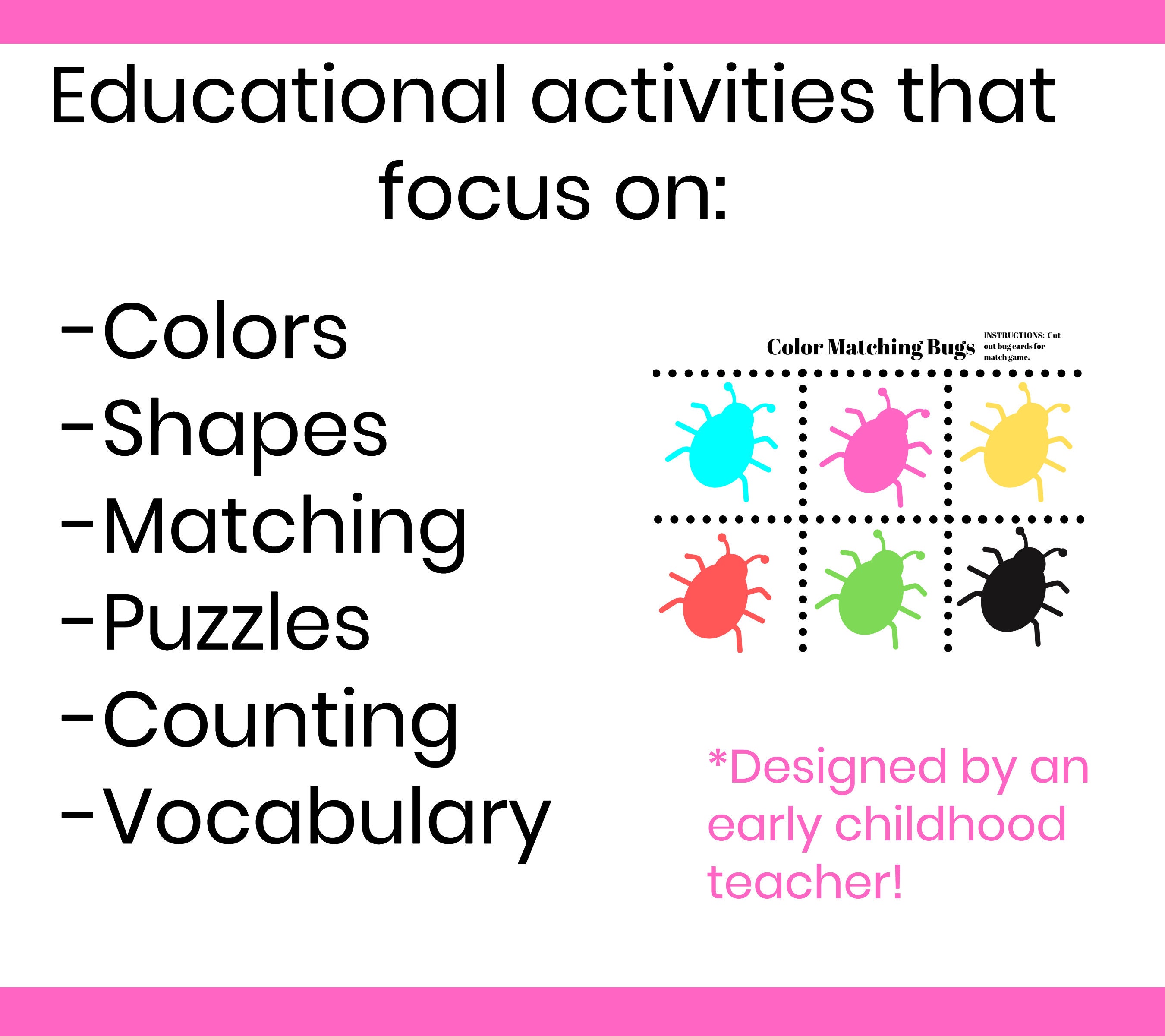 Bug Color Sorting Color, Sorting, Learning With Bugs Game, Printable Toddler Preschool ...