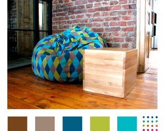 BEST gift, Large bean bag, Relax furniture, Floor pillow, Office Furniture, Play furniture, Blue and green