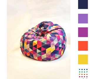 BEST relax furniture, Chair Cover, Bean bag chair, Pouf, Kids fun, Perfect gift, Geometric design