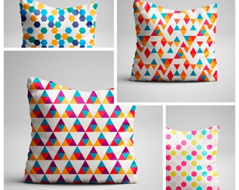 Pillow, Cushion, Gift, Pillow cover, Geometric style, Decorative pillow, Handmade, Design fabric, Unique design, 16x16 inch