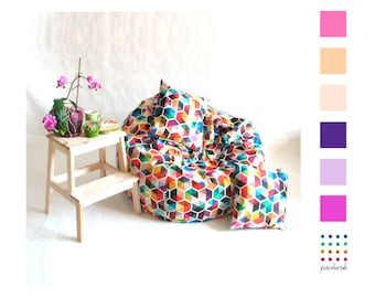 BEST home point, Chair Cover, Bean bag chair, Pouf, Kids fun, Relax furniture, Geometric design, Home